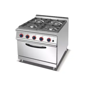 Commercial Kitchen Equipment Commercial 4 Burner Gas Range with Electric Oven 7.5x4, 5.8kW, HGR-705A