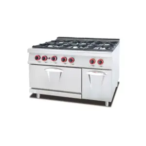 Commercial Kitchen Equipment Commercial 6 Burner Gas Range with Oven 106454 BTU, WG-GH-997A