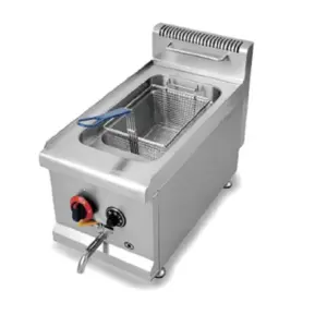 Commercial Kitchen Equipment Commercial Gas Fryer 15L Single Tank, 4.5kW High-Efficiency LPG Countertop Deep Fryer, Professional Stainless Steel Fryer HGF-71A