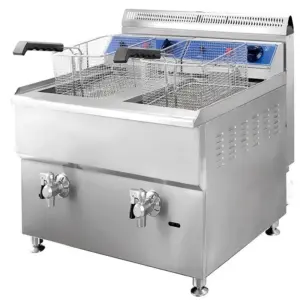Commercial Kitchen Equipment Commercial Gas Fryer 36L Double Tank, 34,121 BTU High-Power Dual 18L Countertop Deep Fryer, Professional Stainless Steel Fryer HGF-780