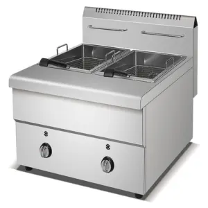 Commercial Kitchen Equipment Commercial Gas Fryer 25L Double Tank, 9kW High-Power Dual 12.5L Countertop Deep Fryer, Professional Stainless Steel Fryer HGF-772