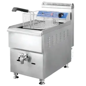 Commercial Kitchen Equipment Commercial Gas Fryer 18L Single Tank, 17,060 BTU High-Efficiency LPG Countertop Deep Fryer, Professional Stainless Steel Fryer HGF-779