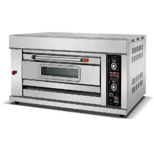 Commercial Kitchen Equipment Commercial Gas Deck Oven 1-Deck 1-Tray, 20-400°C Manual Temperature Control, Industrial Stainless Steel Pizza & Bread Oven HGO-11