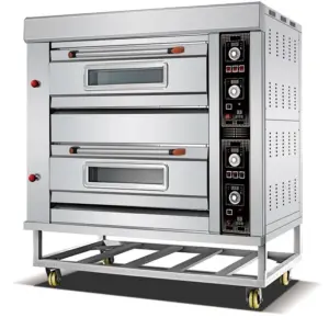 Commercial Kitchen Equipment Commercial Gas Deck Oven 2-Deck 6-Tray, 20–400°C High-Capacity Control, Industrial Stainless Steel Pizza & Bread Oven – HGO-26