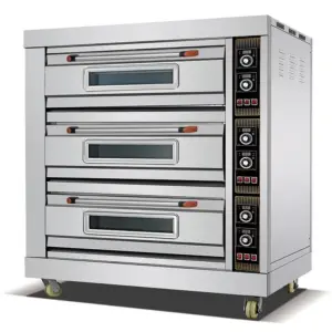 Commercial Kitchen Equipment Commercial Gas Deck Oven 3-Deck 6-Tray, 20–400°C High-Capacity Control, Industrial Stainless Steel Pizza & Bread Oven – HGO-36