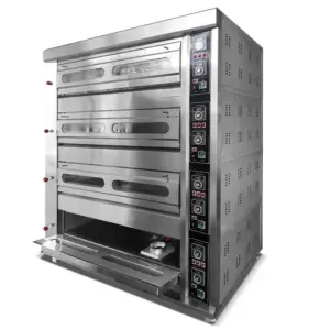 Commercial Kitchen Equipment Commercial Gas Deck Oven 4-Deck 16-Tray, 20–400°C High-Capacity Control, Industrial Stainless Steel Pizza & Bread Oven – HGO-416