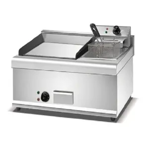 Commercial Kitchen Equipment Commercial Contact Grill with Integrated Electric Fryer, 3.6kW High-Power Teflon Non-Stick Griddle – HEG-908