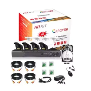 Generic ColorHD 4K UltraHD 4 Channel Digital Video Recorder (DVR) with 4 Bullet Cameras, HDD, Mouse, All Cables