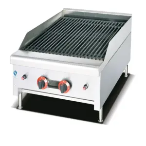 Commercial Kitchen Equipment Commercial 2-Burner Gas Countertop Grill 60,000 BTU, Stainless Steel & Cast Iron WG-G249A