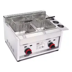 Hotel Appliances PMC Generic Countertop Deep Fryer Double Gas 12L (6L x 2 Baskets) Stainless Steel