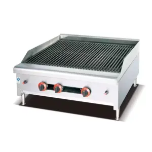 Commercial Kitchen Equipment Commercial Electric Bbq Grill 3 Burner Gas 90000BTU, Stainless Steel, LPG-powered, Cast Iron Burners WG-G369A