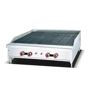 Commercial Kitchen Equipment Commercial Electric Bbq Grill 4 Burner Gas 120000BTU, Stainless Steel, LPG-powered, Cast Iron Burners WG-G489A