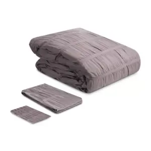 TanFoam Comforter Seersucker Design, 1pc Duvet & 2pc Standard Pillow Cases Grey