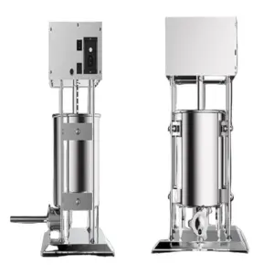 Commercial Kitchen Equipment Commercial Electric Sausage Filler Vertical 120W High-Efficiency Industrial Stuffer 10L, Professional Stainless Steel Sausage Machine with 4 Nozzles TV-10LE