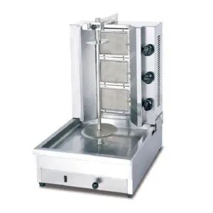 Commercial Kitchen Equipment Commercial Gas Kebab Machine 3-Burner 52,545 BTU Industrial Shawarma Griller 15kg , Professional Motorized Stainless Steel Doner Kebab Machine WG-800