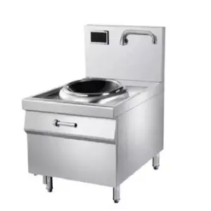 Commercial Kitchen Equipment Commercial Electric Industrial Induction Wok Cooker 15kW, 8-Gear Magnetic Control High-Power Electric Wok, Professional 400mm Stainless Steel Induction Range