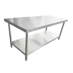 Commercial Kitchen Equipment Stainless Steel Work Table 2-Layer 1200mm Heavy-Duty SS201 Prep Station, Professional 0.7mm Thickness Industrial Kitchen Table WT-SS201-1200