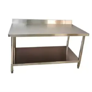 Commercial Kitchen Equipment Stainless Steel Work Table with Tailgate 2-Layer 1200mm Heavy-Duty SS201 Prep Station, Professional 0.7mm Thickness Industrial Kitchen Table WT-TG-SS201-1200
