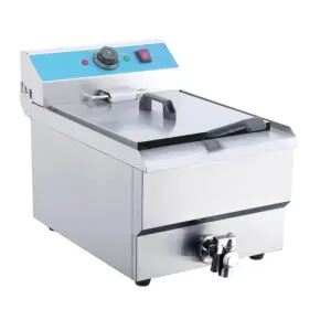 Commercial Kitchen Equipment Commercial Electric Fryer 16L Countertop, 5kW Ultra-High Power Single Tank Deep Fryer, Professional Stainless Steel Fryer WG-161V