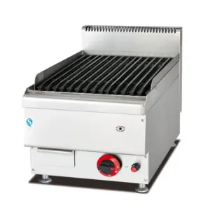 Commercial Kitchen Equipment Countertop Gas BBQ Lava Rock Grill, 17,000 BTU Professional LPG Charbroiler, 33.6kg Heavy-Duty Stainless Steel Industrial Grill WG-GB-549