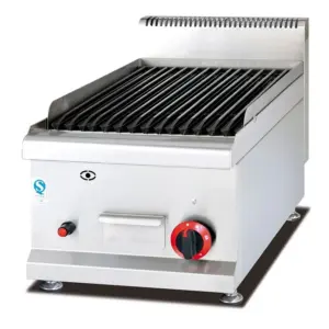 Commercial Kitchen Equipment Countertop Gas BBQ Lava Rock Grill, 17,000 BTU Professional LPG Charbroiler, Compact Stainless Steel Industrial Grill WG-GB-539