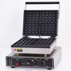 Commercial Kitchen Equipment Commercial Electric 4-Plate Square Waffle Machine, 1.6kW Professional 4x4 Grid Waffle Maker, Industrial Heavy-Duty Belgian Square Waffle Baker WG-HF-4S