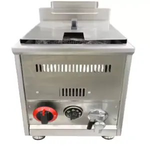 Commercial Kitchen Equipment Commercial Gas Fryer 18L Countertop, Heavy-Duty LPG Single Tank Deep Fryer, Professional Stainless Steel Gas Fryer WG-GF181