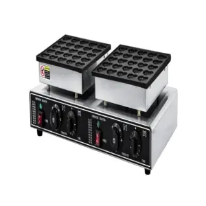 Commercial Kitchen Equipment Commercial Electric 100-Hole Dual-Plate Heart Muffin Machine, 1800W Professional Industrial Mini Pancake & Waffle Maker WG-HF-SB50-2