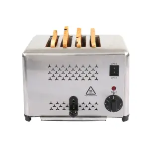 Commercial Kitchen Equipment Commercial Electric 4-Slice Automatic Flip-Up Toaster, 1.8kW Professional Stainless Steel Bread Toaster, Industrial Heavy-Duty Pop-Up Toaster WG-DS-4A