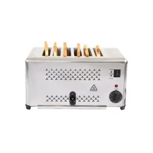 Commercial Kitchen Equipment Commercial Electric 6-Slice Automatic Flip-Up Toaster, 2.5kW Professional Stainless Steel Bread Toaster, Industrial Heavy-Duty Pop-Up Toaster WG-DS-6A