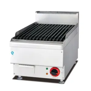 Commercial Kitchen Equipment Commercial Countertop Electric BBQ Lava Rock Grill, 3.9kW Professional 220V Charbroiler, 25kg Stainless Steel Industrial Grill WG-EB-649