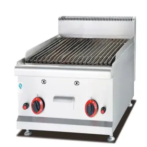 Commercial Kitchen Equipment Countertop Gas BBQ Lava Rock Grill, 27,978 BTU Professional LPG Charbroiler, Heavy-Duty Stainless Steel 600mm Industrial Grill WG-GB-589