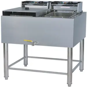 Commercial Kitchen Equipment Commercial Electric 27L Vertical Deep Fryer, 8kW High-Power Single Tank Double Basket Floor Model Fryer WG-84