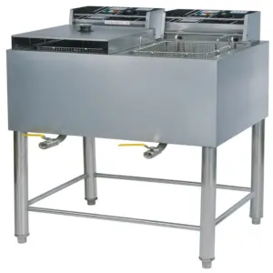 Commercial Kitchen Equipment Commercial Electric Fryer 28L Vertical Double-Tank, Dual 4kW High-Power Floor Model Deep Fryer, Professional Stainless Steel Fryer WG-85