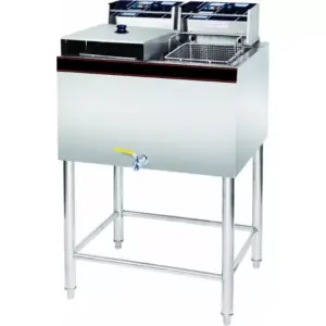 Commercial Kitchen Equipment Commercial Electric Fryer 28L Vertical Deep Fryer, 8kW High-Power Single Tank Double Basket Floor Model Fryer HEF-84