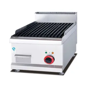 Commercial Kitchen Equipment Countertop Electric BBQ Lava Rock Grill, 3.9kW Professional 220V Charbroiler, Compact Stainless Steel Industrial Grill WG-EB-639
