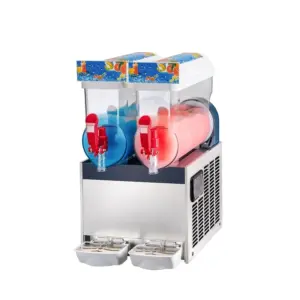 Commercial Kitchen Equipment Commercial Electric Double Head Slush Machine 30L, 600W Professional Frozen Drink Maker, High-Efficiency Dual-Tank Margarita & Slushie Machine WG-XRJ15L×2