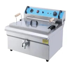 Commercial Kitchen Equipment Commercial Electric Fryer 20L Countertop, 5kW Ultra-High Power Single Tank Deep Fryer with Drain Tap, Professional Stainless Steel Fryer WG-20L