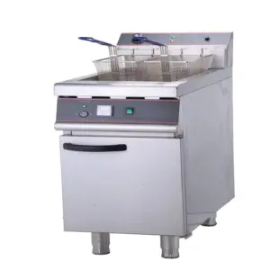 Commercial Kitchen Equipment Commercial Electric Fryer 30L Vertical Deep Fryer, 10kW Ultra-High Power Single Tank Double Basket Floor Model Fryer (3-Phase) WG-26