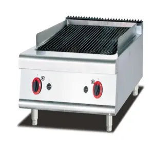 Commercial Kitchen Equipment Countertop Gas BBQ Lava Rock Grill, 54,592 BTU Professional LPG Charbroiler, Heavy-Duty Stainless Steel 800mm Industrial Grill WG-GB-789-1