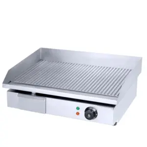 Commercial Kitchen Equipment Commercial Electric Grooved Griddle 3kW, Professional 548mm Full Ribbed Surface Grill, Heavy-Duty Stainless Steel Countertop Griddle WG-818K YH