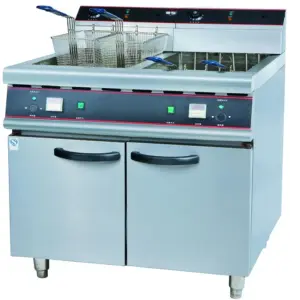 Commercial Kitchen Equipment Commercial Electric Fryer 60L Vertical Double-Tank, Dual 10kW Ultra-High Power Deep Fryer (3-Phase), Professional 4-Basket Floor Model Fryer WG-26-2