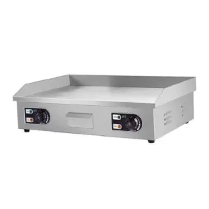 Commercial Kitchen Equipment Commercial Electric Dual-Zone Griddle 4.4kW, Professional 728mm Large Flat Top Grill, Heavy-Duty Stainless Steel Countertop Griddle WG-820