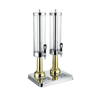 Commercial Kitchen Equipment Double Juice Dispenser 2×3L, Luxury Stainless Steel Dual Beverage Server, Premium 6L Buffet Juice Dispenser ASC-3LX2 (Gold)