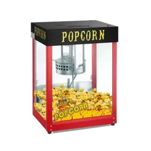 Commercial Kitchen Equipment Gas Popcorn Machine, 8oz Professional LPG Popcorn Maker, Industrial Red & Glass Countertop Popper WG-805G