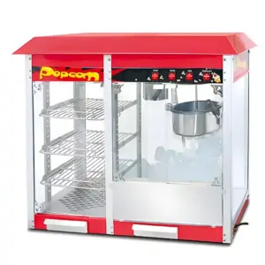 Commercial Kitchen Equipment Commercial Electric 8oz Popcorn Machine & Integrated Warming Showcase, Professional 2-in-1 Popcorn Maker, Industrial 1.9kW Concession Station HW-P8