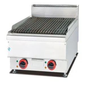 Commercial Kitchen Equipment Commercial Countertop Electric BBQ Lava Rock Grill, 7.8kW Professional 3-Phase Charbroiler, 36kg Heavy-Duty 600mm Stainless Steel Industrial Grill WG-EB-669