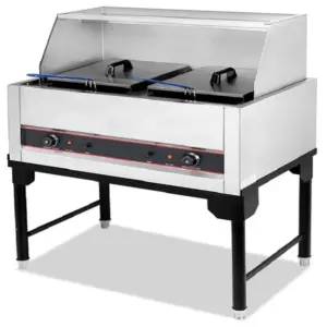 Commercial Kitchen Equipment Commercial Electric Fryer 42L Vertical Double-Tank, Dual 4.5kW High-Power Floor Model Deep Fryer, Professional Stainless Steel 2-Basket Fryer HEF-912