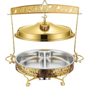 Commercial Kitchen Equipment New ABC DES Cover Chafing Dish 8.0L, Stainless Steel Partitioned Buffetware DZW-NA280