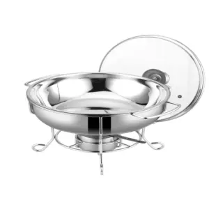 Commercial Kitchen Equipment Cover Keeping Chafing Dish 8.0L, Transparent Glass Lid, Polished Stainless Steel DZW-B080